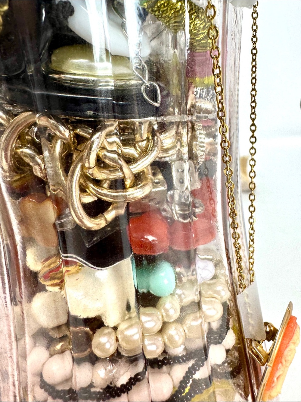 Large Glass Jewelry Jar with Assorted Vintage Jewelry Collection Lot - Picture 7 of 13
